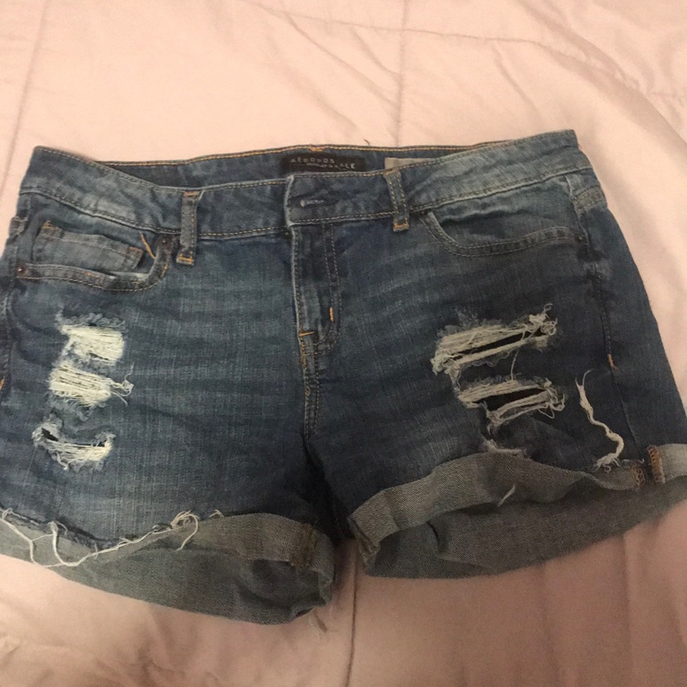 Ripped jean shorts